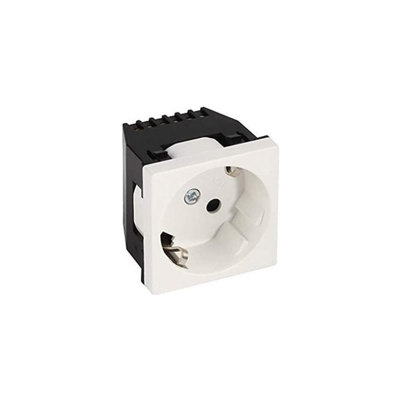 Priza schuko Mutlusan ocupa 2 module 45x45mm 2P+T 16A 250V alba.