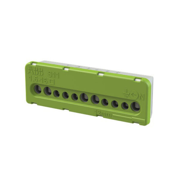 Bloc terminal terminal 5x16mm² 6x6mm² 100A pentru șină DIN verde