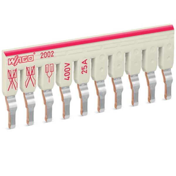 Bara pieptene Wago pentru clema 2.5 mm² 10 pini 25A gri deschis.