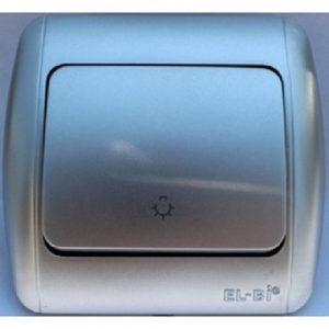 Întrerupător iluminat scară cu revenire EL-BI Zirve Silverline, 10A 220V, IP20, gri, SPST, montaj cu șuruburi.