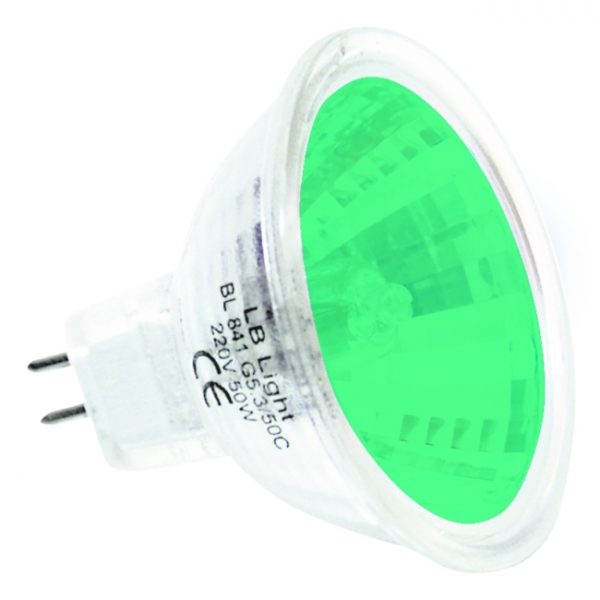 Bec halogen 50W, G5.3, MR16, 12V, verde LB Light. - Becuri, Iluminate