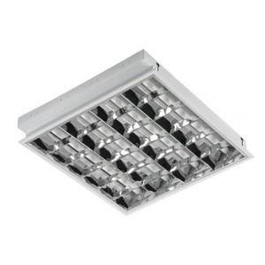 Corp de iluminat goala 60x60 cm LB Light pentru tuburi LED T8 4x600 mm, montaj încastrat, IP21, carcasă metalică albă, tuburile nu sunt incluse.