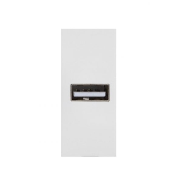 Priza USB alb 1 module 45 x 22.5mm pentru instalare intr-un canal de cablu sau Pop-up box a producatorului Mutlusan. - priza usb, Prize, Prize si intrerupatoare