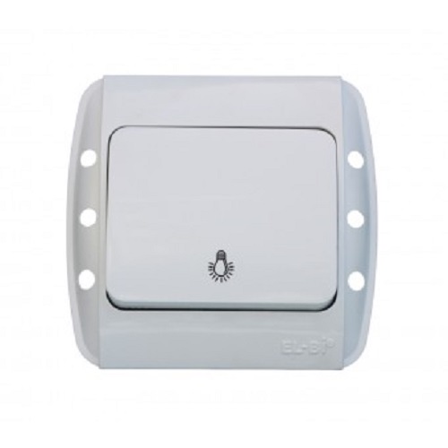 Întrerupător scară cu revenire ELBI Zirve alb, 10A 220V, IP20, montaj cu șuruburi, ideal pentru control iluminat în spații rezidențiale.