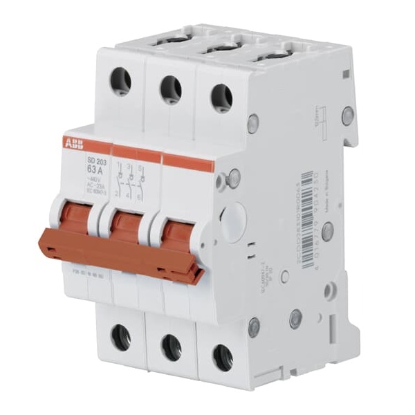 Siguranta automata de sarcină modular 3P, 63A produs de ABB. - Distributie electrica, Intrerupatoare automate