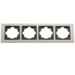 Ramă cvadruplă orizontală ELBI Zena Platin culoare inox negru, compatibilă cu module de întrerupătoare și prize, montaj ușor cu cleme.