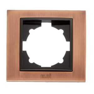 Ramă orizontală simplă ELBI Zena Platin cu finisaj cupru-negru, compatibilă cu module de întrerupătoare și prize, montaj ușor cu cleme.