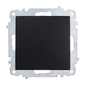 Întrerupător simplu ELBI Zena Platin negru, 10A, 250V, compatibil cu toate ramele din gamă Zena Platin. Calitate și design modern.