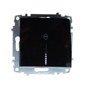 Întrerupător cap scară cu LED indicator ELBI Zena Platin negru, mecanism modular cu capac fără ramă