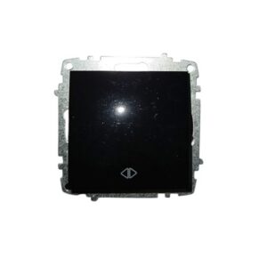 Întrerupător cruce ELBI Zena Platin negru, mecanism modular cu capac fără ramă
