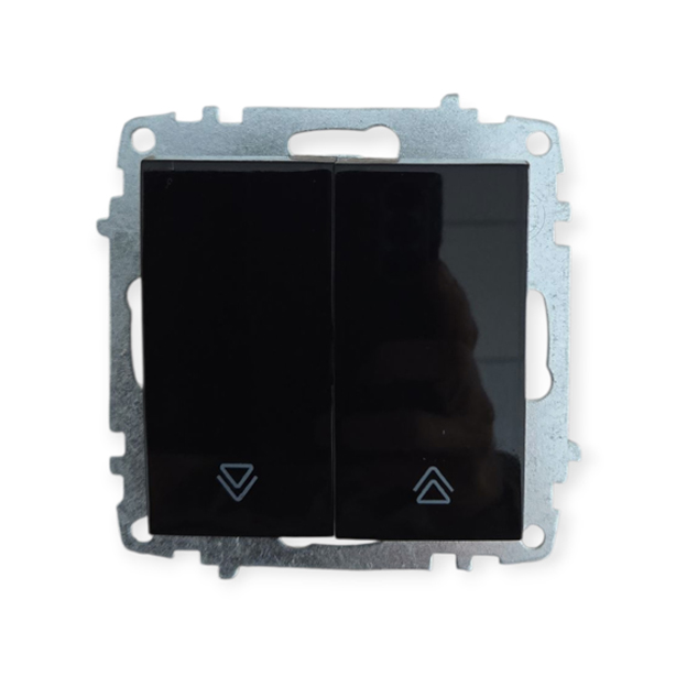 Întrerupător jaluzele ELBI Zena Platin negru, 250V, compatibil cu ramele Zena Platin, ideal pentru controlul jaluzelelor și roletelor electrice.