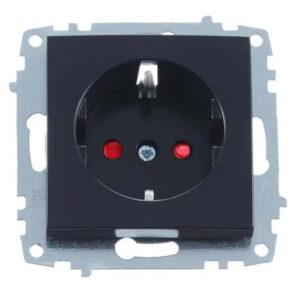 Priză 2P+E ELBI Zena Platin negru cu protecție copii, 16A 250V, mecanism modular compatibil cu toate ramele din seria Zena Platin.