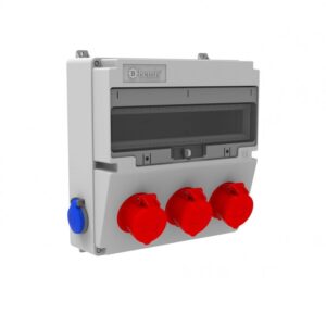 Cutie combinata pentru montare aparent Bemis V17 cu doua prize monofazate 1/16A 2P+T 220V si trei prize trifazate 5/16A 3P+T+N 380V IP44 BH4-2318-2020