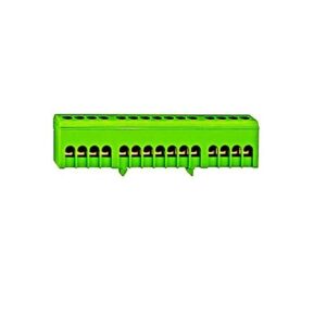 Bloc terminal cu șurub izolat cu pini PE 15 pentru șină DIN verde de la producătorul LB Light. - Cleme, Cleme sina, Elemente de conectica