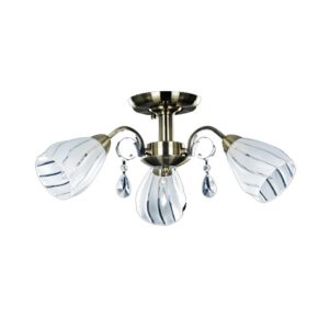 Lustră LB Light E14 3x40W 220V cu finisaj antic și sticlă albă mată, design elegant pentru iluminatul interior al locuinței