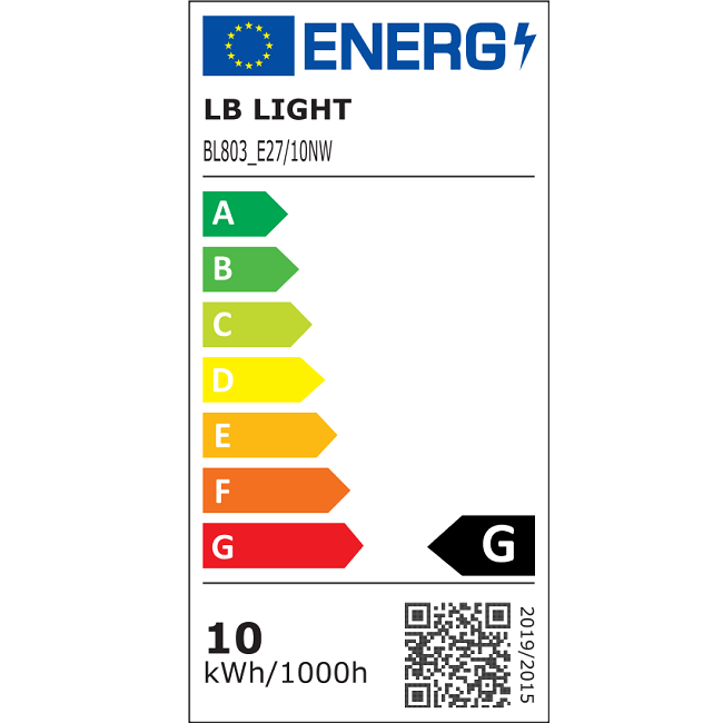 Clasă energetică - bec LED E27 10W A60 4000K 720lm