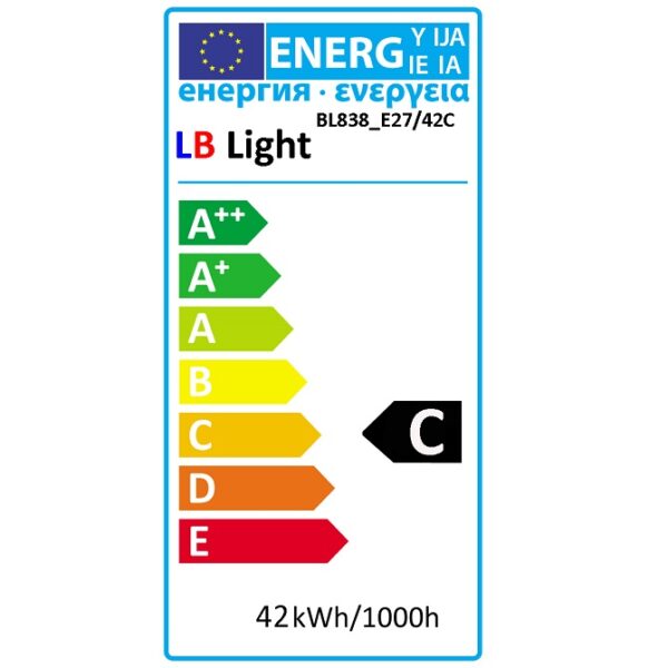 Clasa energetica Bec cu halogen A55 E27 42W=60W 630lm 3000K