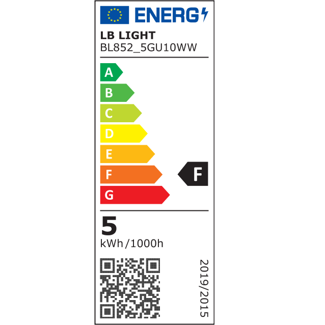 Clasă energetică - Bec LED SMD GU10 5W 3000K 450Lm