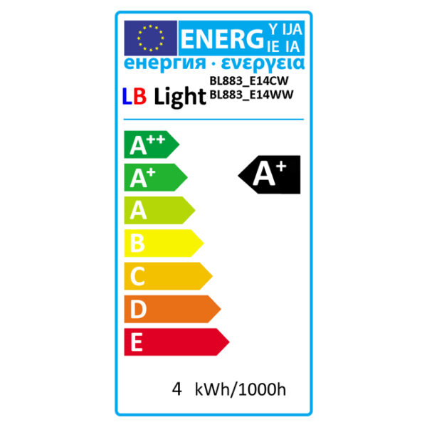 Bec LED Lumanare vârf curbat E14 4W LB Light 2700-3000K