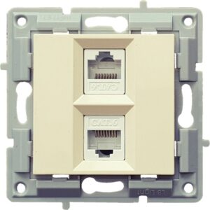 Priza calculator dubla 2xCAT6 fara cadru, crem LB Light.