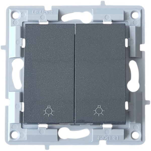 Intrerupator Scara dublu fara cadru, negru perlat, 10A, 250V LB Light. - Modulare, Prize si intrerupatoare