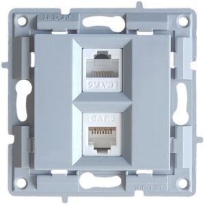 Priza calculator dubla 2xCAT6 fara cadru, gri LB Light.