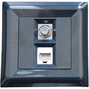 F-connector si Priza calculator Cat.6 RJ45 Softline negru perlat LB Light. - Prize si intrerupatoare, Prize, calculator si tv