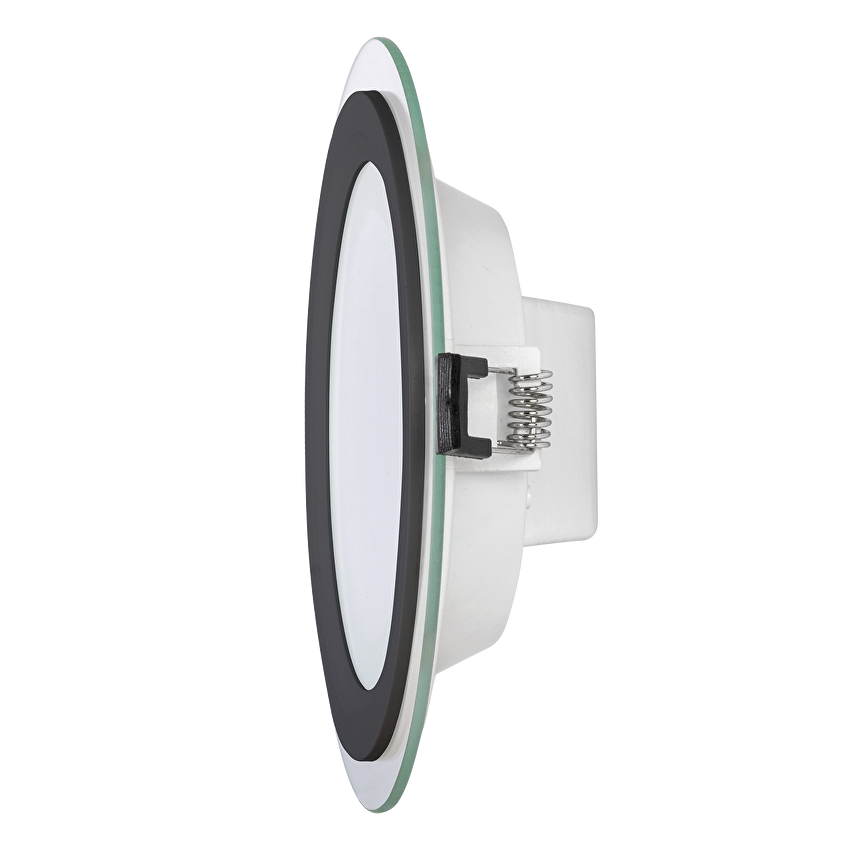 Panou LED sticlă Ultralux Raindrop rotund 12W 4200K ramă neagră