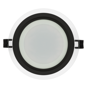 Panou LED din sticlă Ultralux Raindrop, rotund, încastrat, 18W, 4200K, 1300lm, IP44, cu ramă neagră