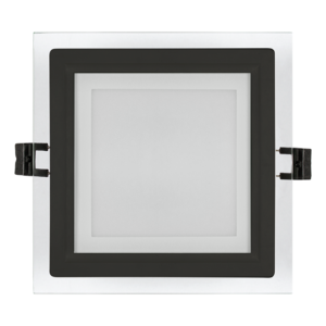 Panou LED pătrat din sticlă Ultralux Raindrop 12W, 4200K, 920lm, cu bandă neagră decorativă, IP44