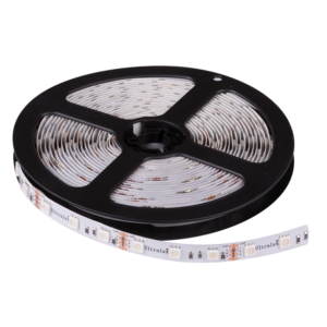 Bandă LED RGB multicoloră, 14.4W/m, 12V DC, SMD5050, IP65, 60 LED/m, rolă de 5 m