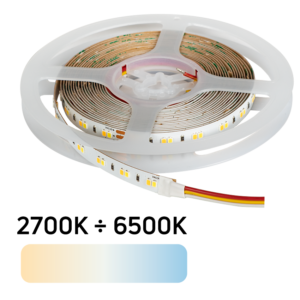 Bandă LED profesională Ultralux CCT 2700K/4200K/6500K, 18W/m, 24V DC, 120 LED/m, SMD2835, rolă de 5 m