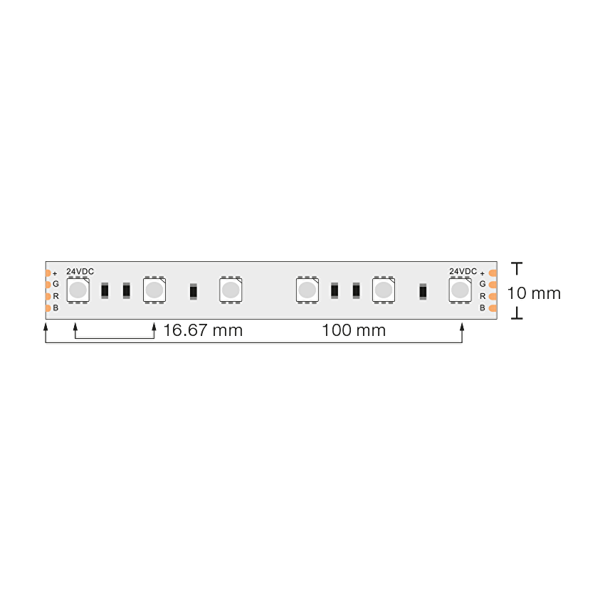 Bandă LED profesională Ultralux RGB, 14.4W/m, 24V DC, SMD5050, 60 LED/m, IP20, rolă de 5 m